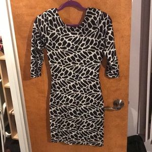 Black and white tight-fitted mini dress